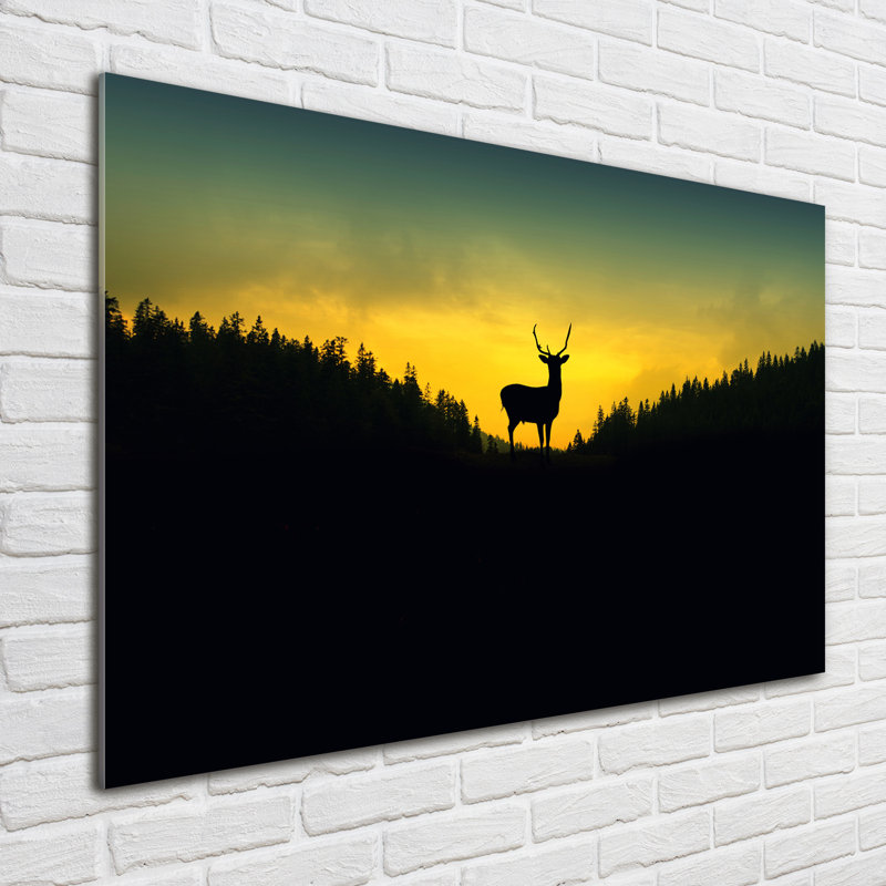 Deer - No Frame Print on Glass, 70cm H x 100cm W x 4cm D, Glass