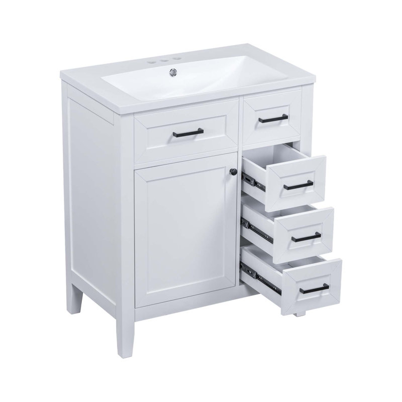 Armoire de salle de bain 30 po avec lavabo et tiroirs 30 po, Blanc
