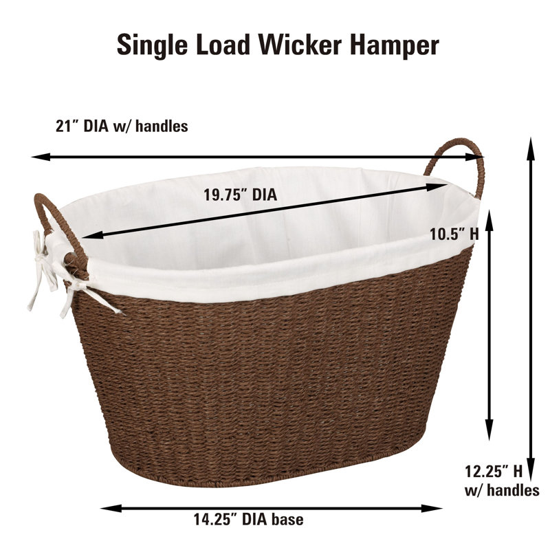 Paper Rope Woven Oval Laundry Basket, Brown