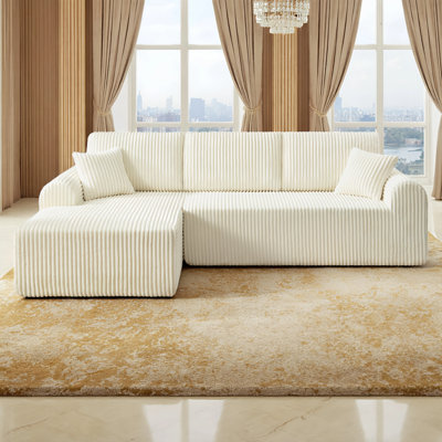 Tissu modulaire en velours côtelé de 109 po x 69 po sans assemblage requis. Capacité de 1 400 lb pour le salon.