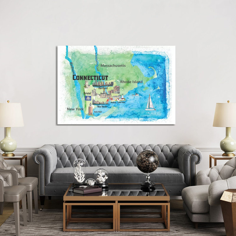 USA, Connecticut Travel Poster by Markus & Martina Bleichner - Wrapped Canvas Gallery-Wrapped Canvas Giclée