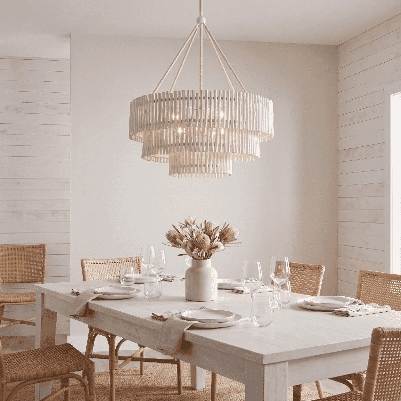 9-Light Chandelier in Blanco