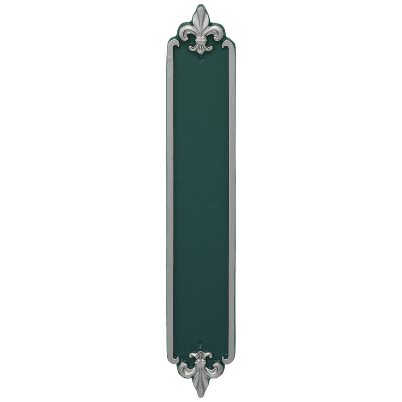 Plaque d’adresse murale sur 4 lignes Fleur de Lis, Vert chasseur / Argent