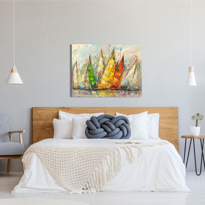 Grand Regatta Of Sailboats by Luigi Florio - Wrapped Canvas Painting, 70cm H x 100cm W x 4cm D
