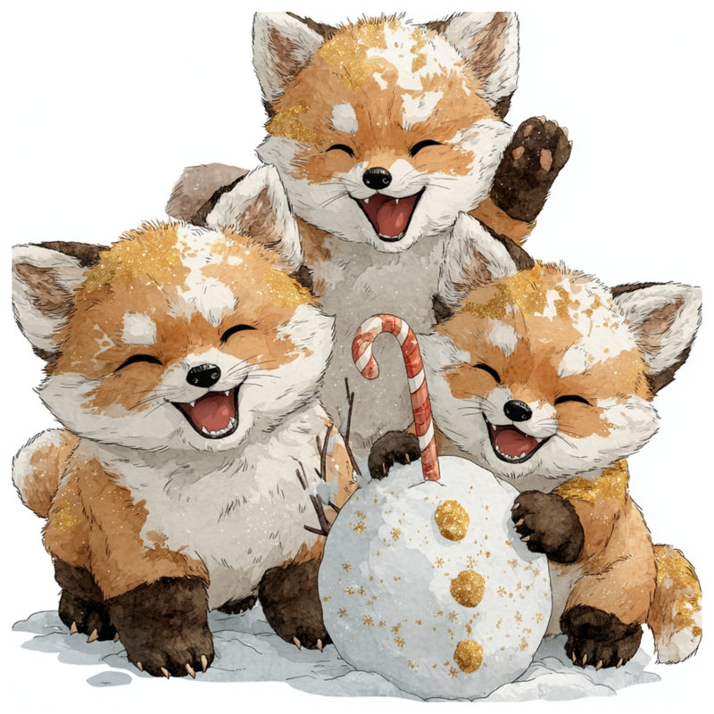 Joli trio de tendres toiles tendues sur toile Fox, 16 po x 16 po