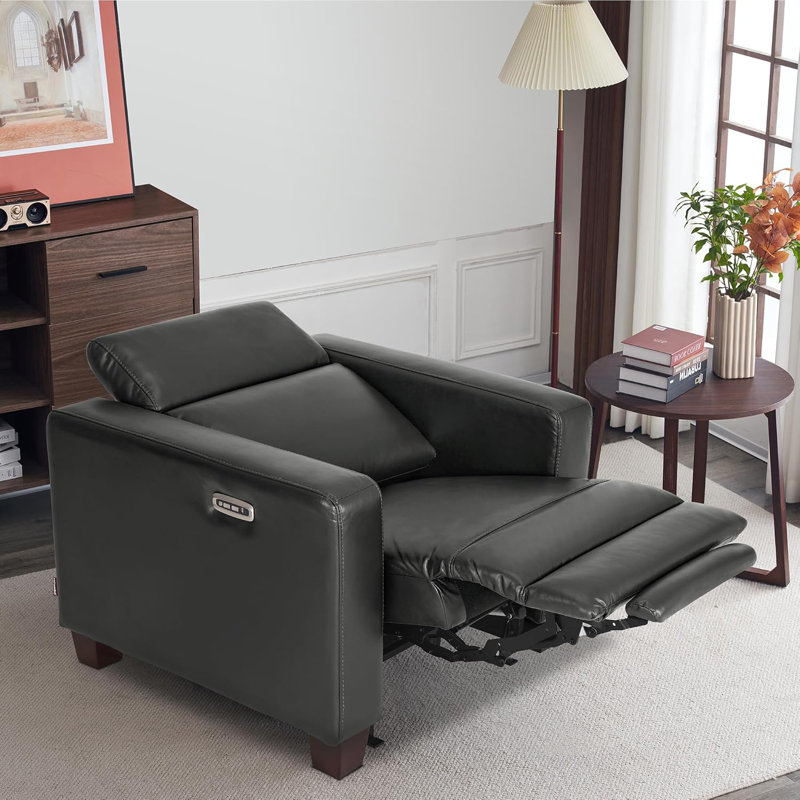  Fauteuil inclinable électrique Wall-hugger, repose-pieds haut avec repose-tête réglable, pour petits espaces, Gris