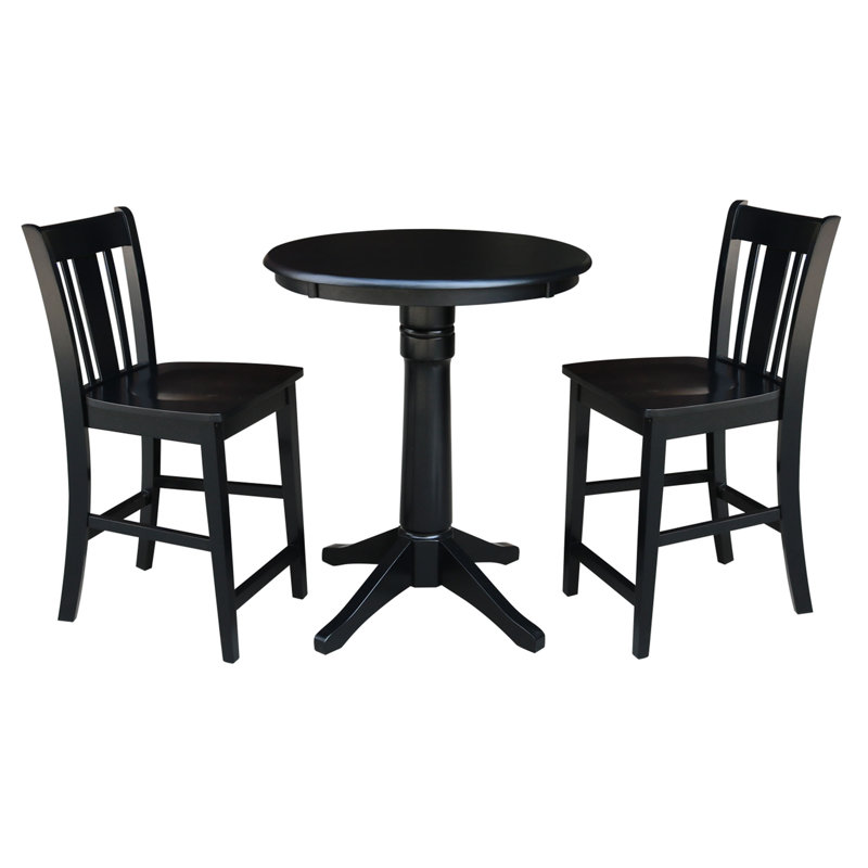 Palladino 3 - Piece Counter Height Solid Wood Dining Set, Black