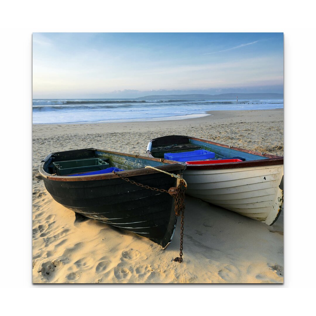 Leinwandbild Fischerboote am Sandstrand