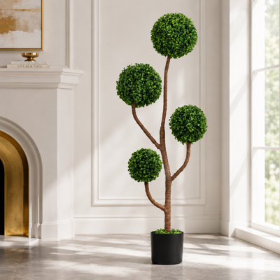  4FT Faux Boxwood Topiary Tree with Pot, Indoor & Outdoor.   