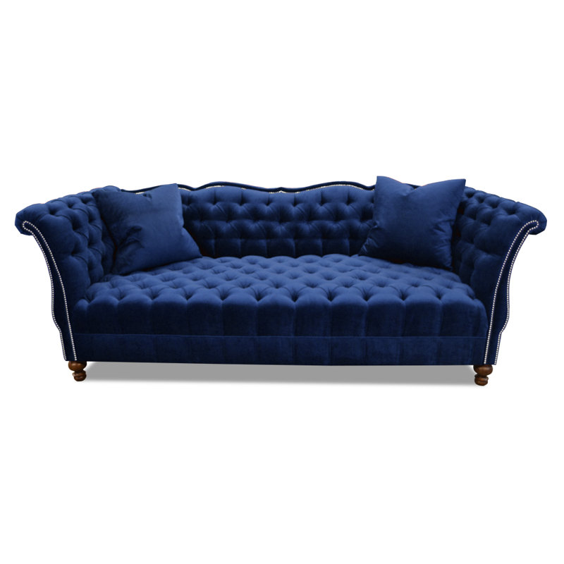 Gigi Sofa, Dark Brown Wood, Navy