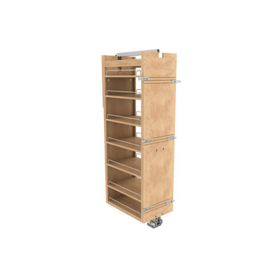 Wood Tall Cabinet Pullout Pantry Organizer W/ Soft-Close