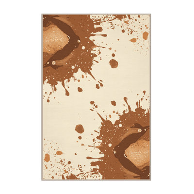 Tapis beige moelleux moelleux à motif abstrait éclectique Earl