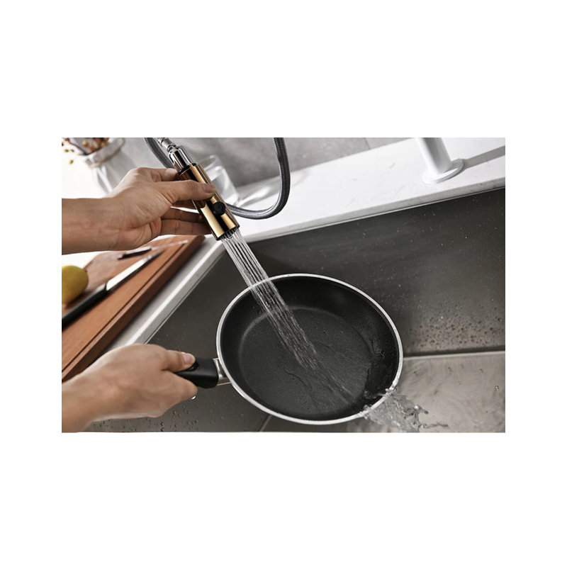 Robinet de cuisine rétractable à poignée simple avec accessoires