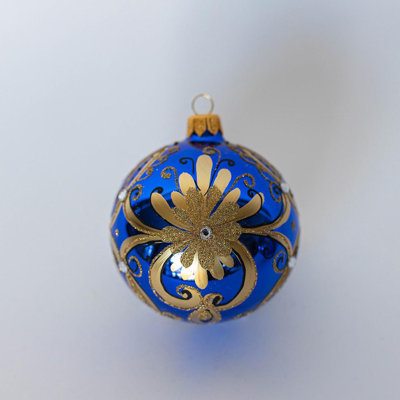 Golden Floral Burst Ball Ornament