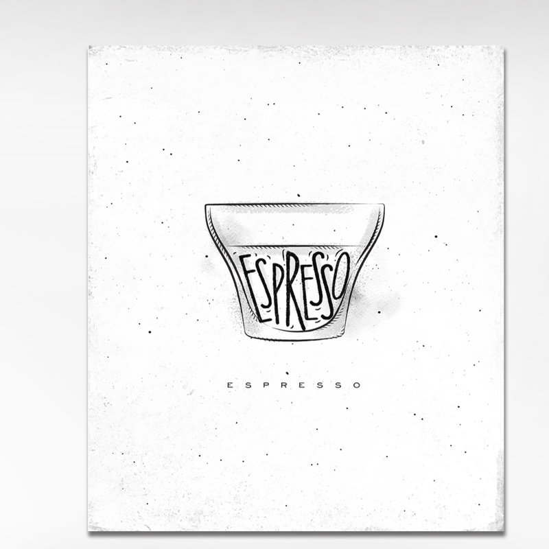 Espresso cup-blanc-impression d’art textuel Food, H 40 po x l 30 po x P 1,5 po, Toile tendue