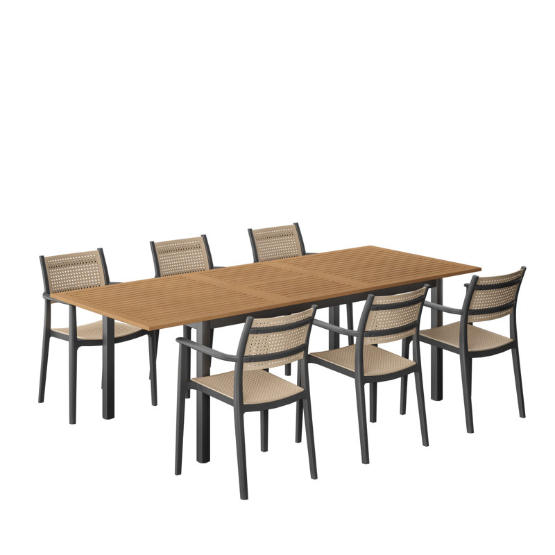 Ensemble de salle à manger d'extérieur Dugas Bertha FSC, 6