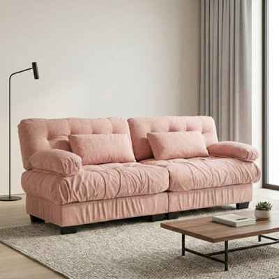 Modern Modular Loveseat Sectional Sofa with Deep Seats, Armrests, and 4 Pillows for Living Room or Bedroom