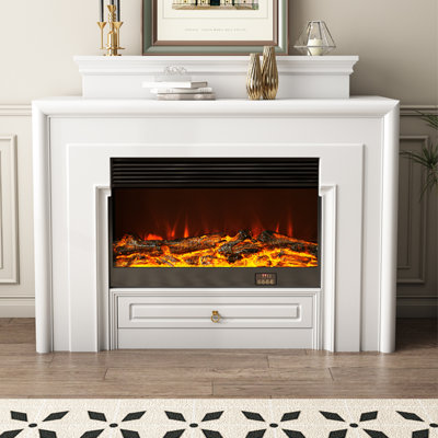 59.06"White Home Simple Simulated Flame Heating Electric Fireplace