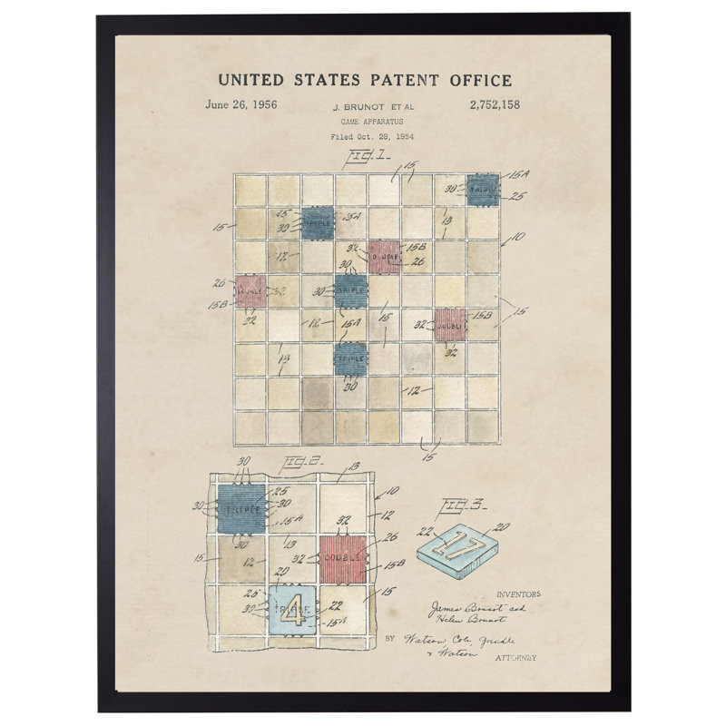 Game Board Patent 2 in Black Frame