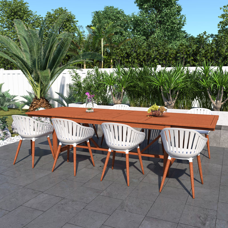 Anautica 8 - Person Eucalyptus Solid Wood Patio Dining Set Rectangular Table