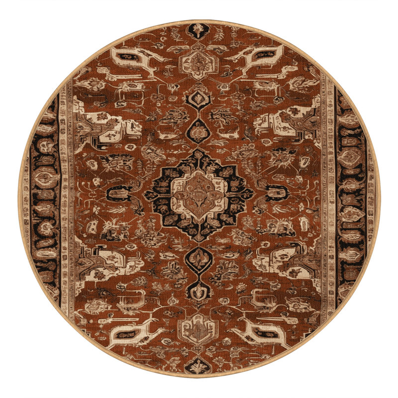 Tapis brun lavable à la machine, Rond 7 pi