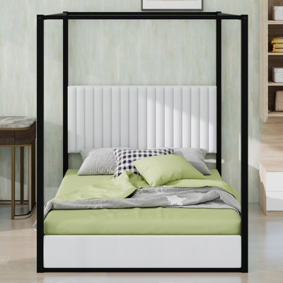 Lit plateforme à baldaquin avec tête de lit Upholstery