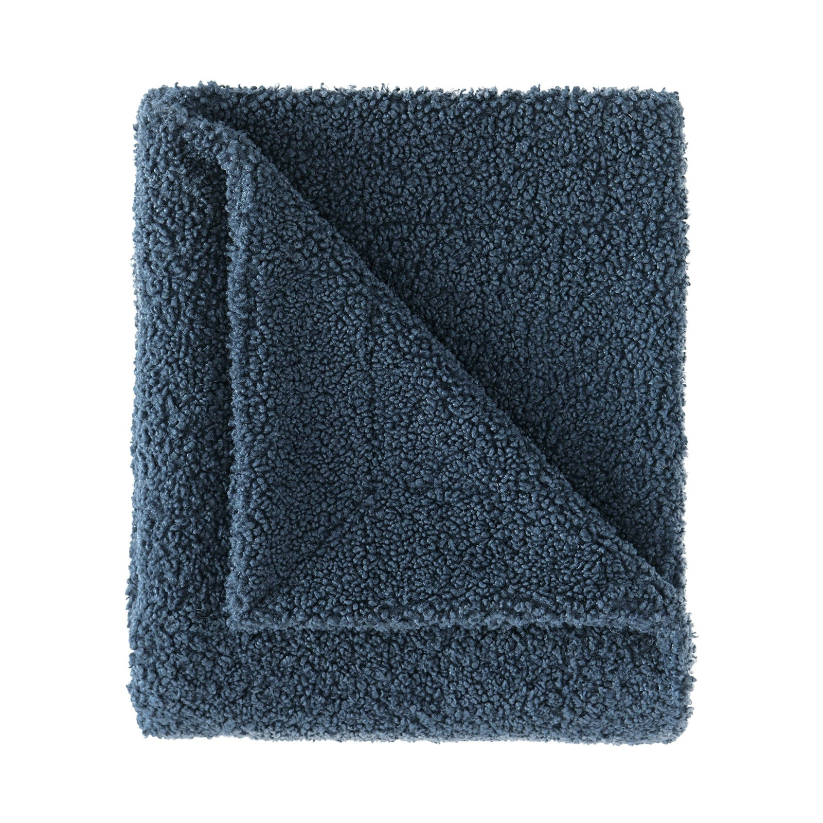 Teddy Boucle Throw Blanket, 50" W x 60" L, Midnight Blue