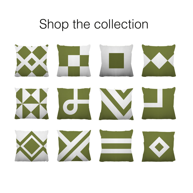 Coussin décoratif intérieur / extérieur Kyson, L 19 po x H 19 po, Vert olive