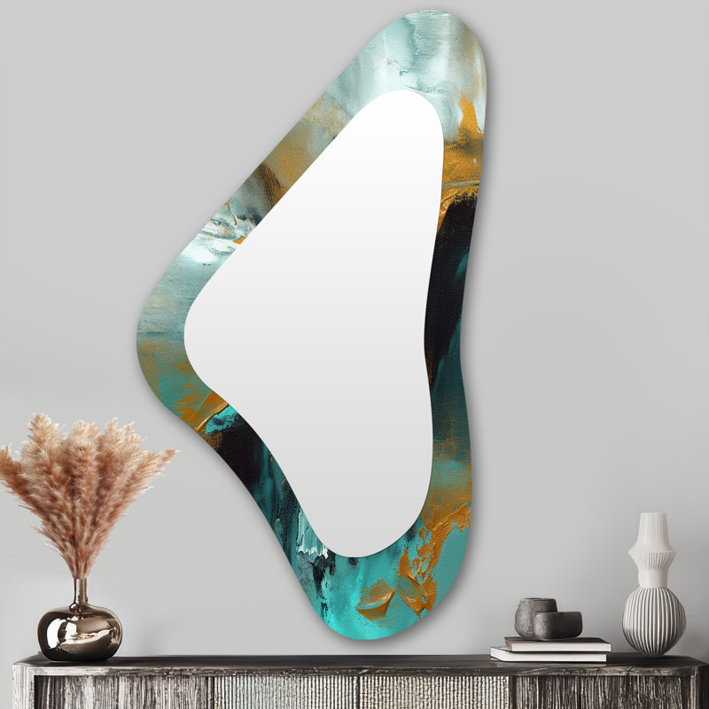 Teal Balance III - Miroir mural asymétrique moderne