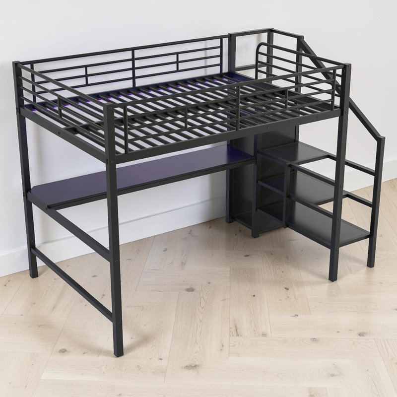 Kids Full Loft Bed, Black