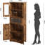 Armoire de cuisine de 67 po de hauteur, armoire de salle de bain avec portes en verre et tablette réglable-110121613