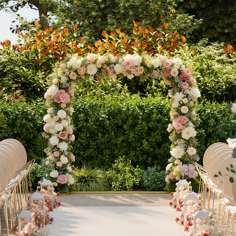 200cm W x 40cm D Metal Arbour in Gold