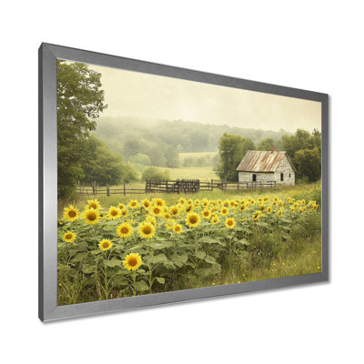 «Drevin Sunflowers And The Chicken Pen» - Art mural grand tournesols