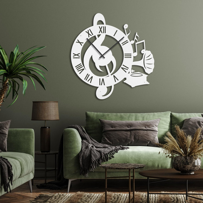 Grande horloge murale silencieuse en métal, L 36 po x H 36 po, Blanc