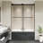 Belizzi 60" W x 58" H By Pass Frameless Exposed Roller Tub Door in Matte Black with Clear Glass