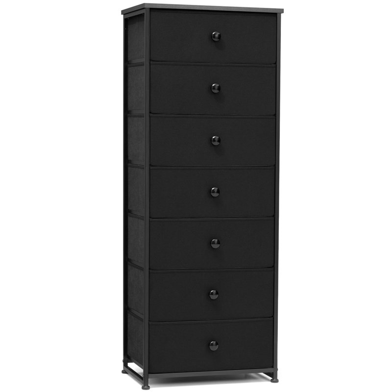 Commode 7 tiroirs l 19,69 po Caelyn, noir, Noir