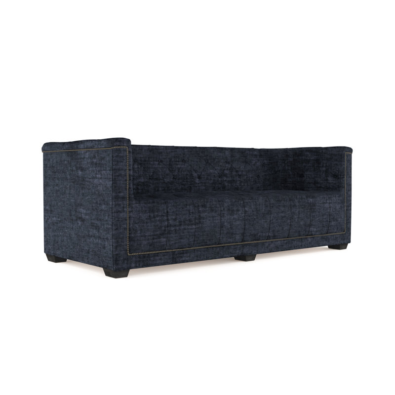 Velvet Sofa, Chocolate Genuine Leather, 84"