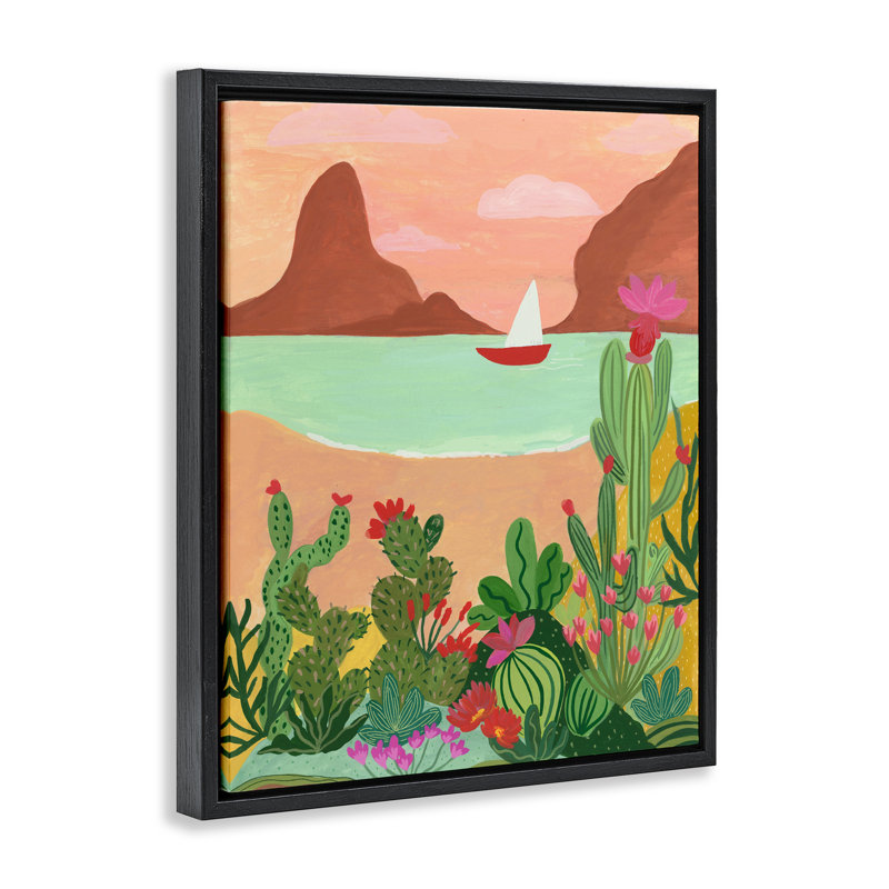 Cadre flottant Desert Oasis, design par Nabeela Rumi, Cadre flottant noir de jais, H 21 po x l 17 po