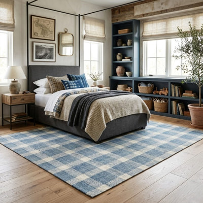 Maney Farmhouse Plaid Hand-Tufted New Zealand Wool Area Rug