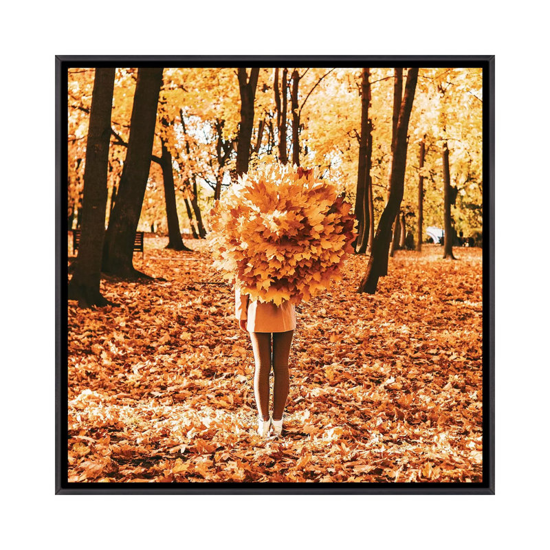 Reproduction d’automne par Hobopeeba-impression, Pas de tapis, H 18 po x l 18 po x 1,5 po, Toile avec cadre noir patiné