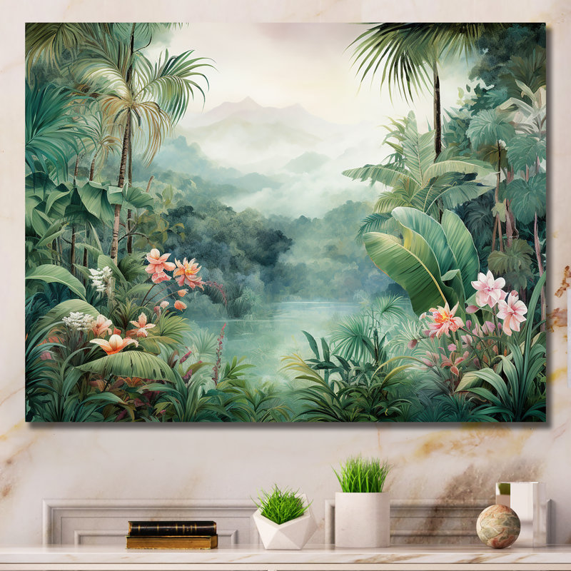 Tropical Wilderness Escape III - Jungle, art mural, Toile tendue, H 30 po x l 40 po x P 1,5 po