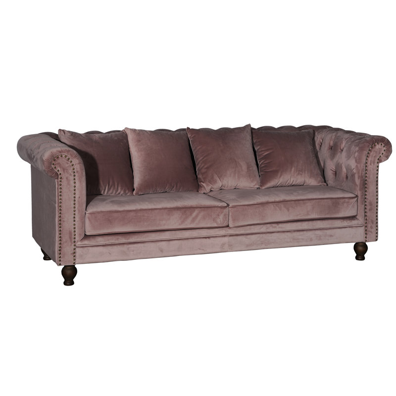 Fenella Velvet Sofa, Dusty Pink