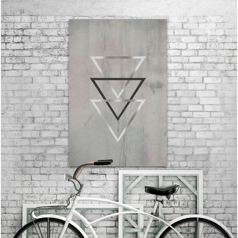 Silver Triangles 1 Piece Wrapped Canvas Painting, 152cm H x 101cm W x 3.81cm D