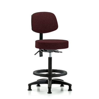 Finnegan Backed Adjustable Height Ergonomic Lab Stool with Footring Pedestal Base
