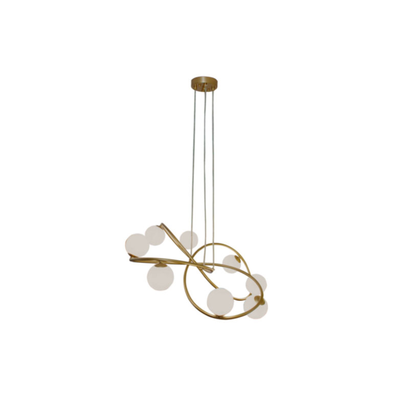 Luminaire suspendu 8 lumières Opalite Gold