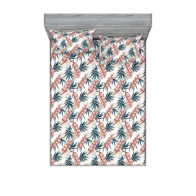 Drap-housse et taies décoratives 3 pièces Ambesonne, Ensemble de draps pour lit double avec 2 taies d'o