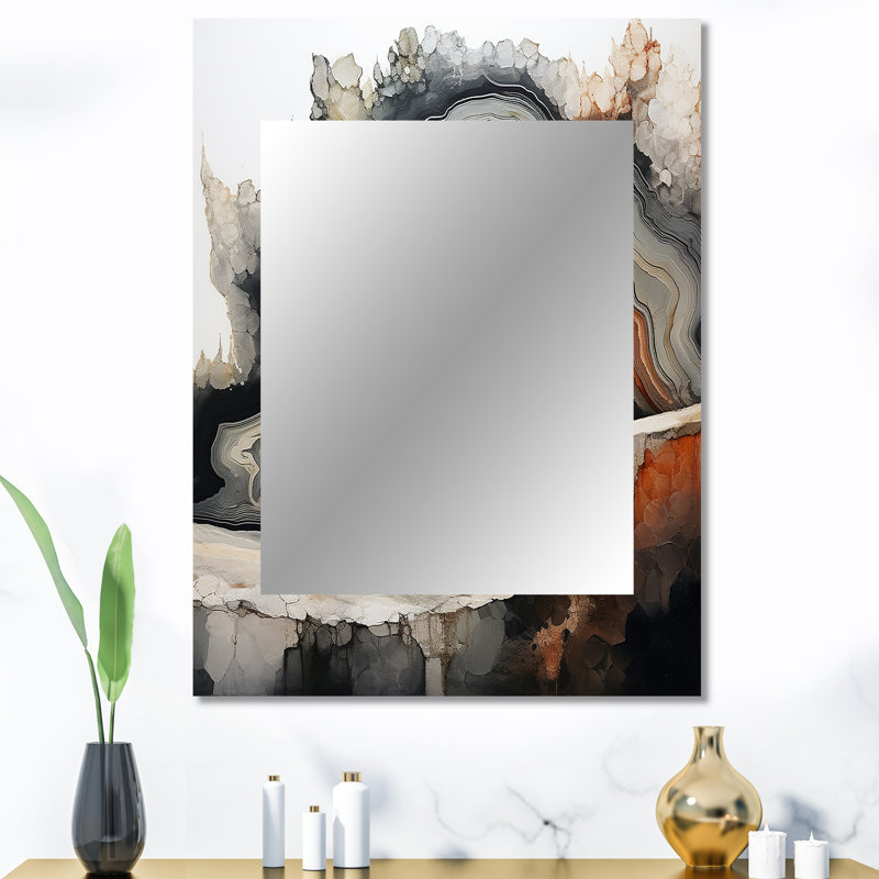Pierre géode paysage minimaliste - miroir unique en pierre géode, 40 po x 30 po