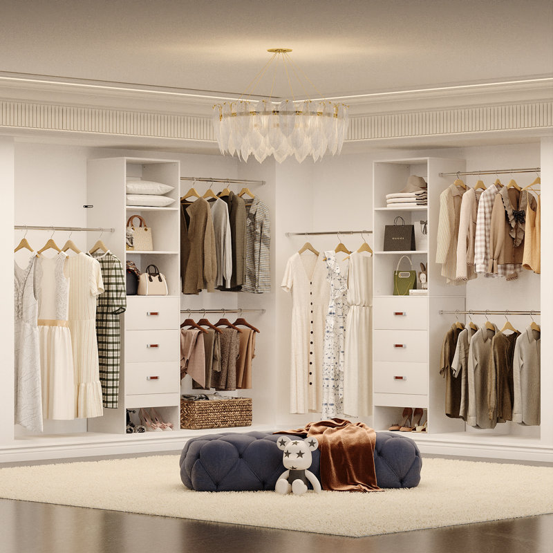Jeremyiah 21''-96'' Closet System with 3 drawers(can be cut to fit), White