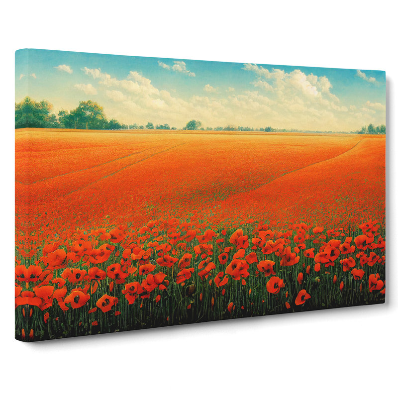 Majestic Poppy Field Flowers - Wrapped Canvas, 35cm H x 50cm W x 3cm D