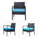 Ensemble de table bistro en rotin pour 2 personnes avec table et coussins